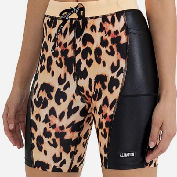 P.E Nation Game Changer Leopard Print Biker Shorts - Size XS - Picture 1 of 7